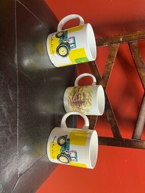 John Deere White Mug with Yellow and Green Tractor Graphic